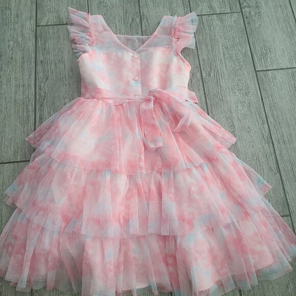 Jona Michelle Girls Pink Sequin Tulle Ruffle Formal Party Dress size 8 - Picture 11 of 11